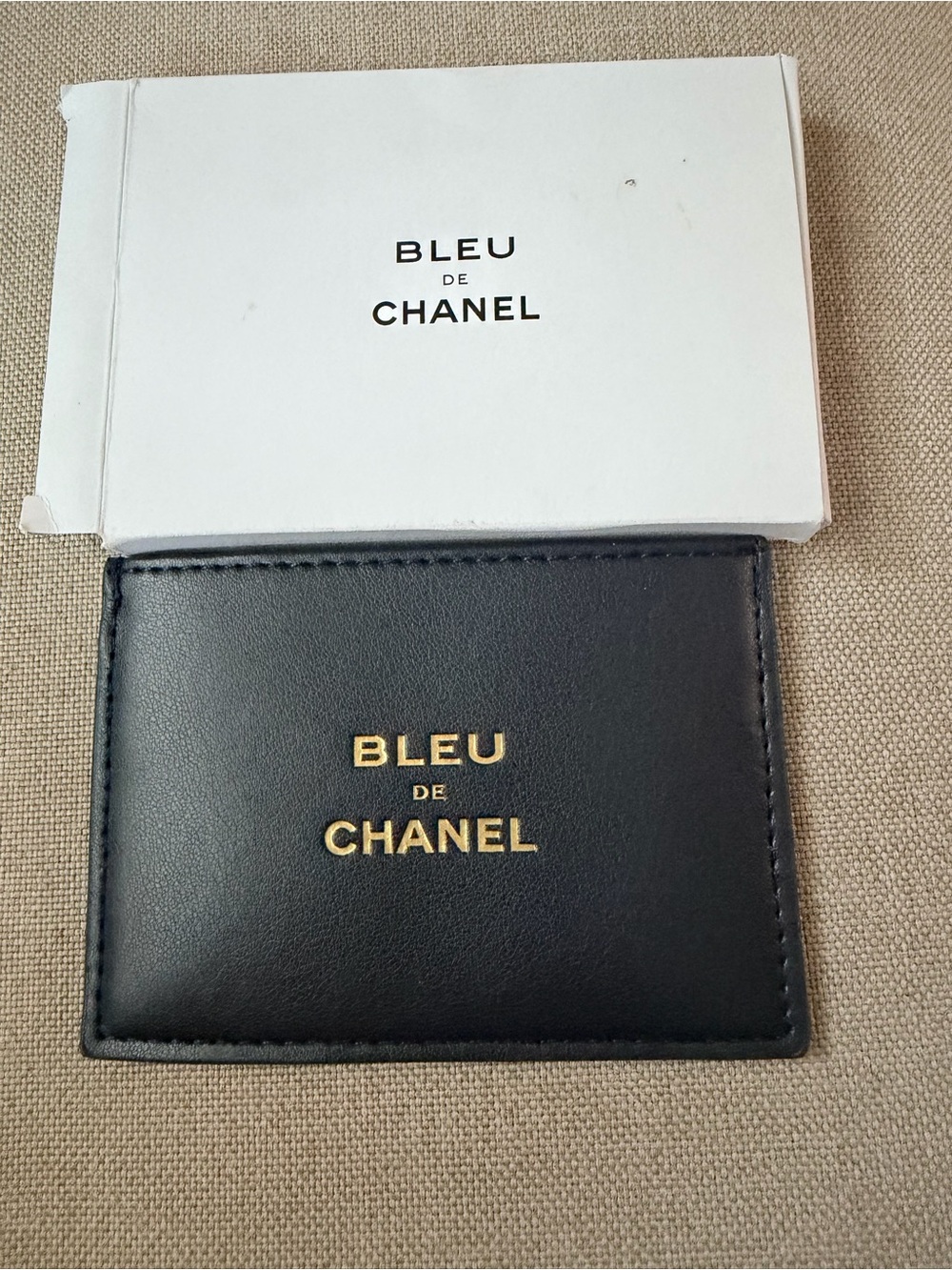 CHANEL Black Card & Key Holder with Gold 'BLEU DE CHANEL' Logo